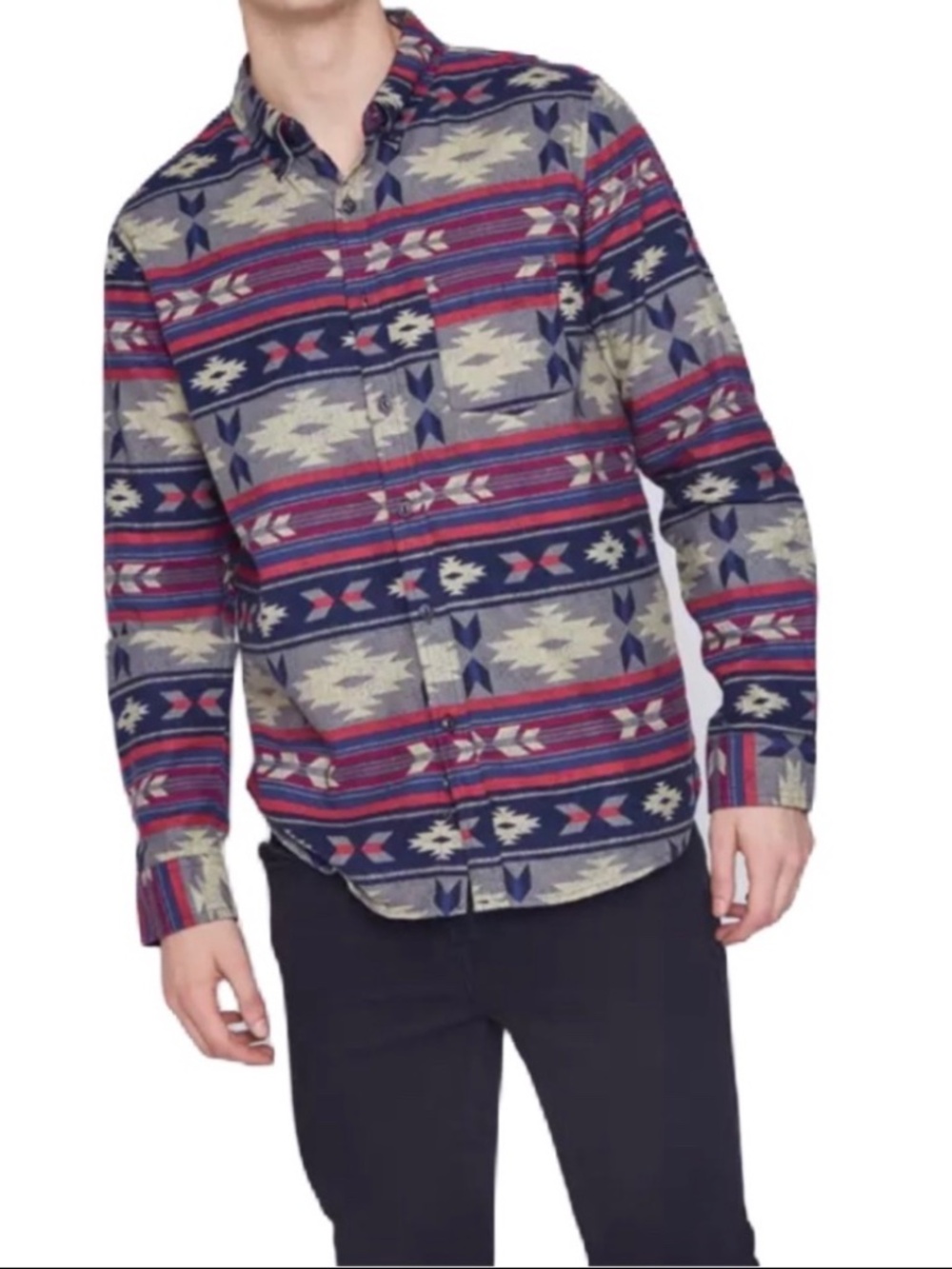 American Eagle Southwestern Print Twill Shirt Size L Multicolour Western Cozy